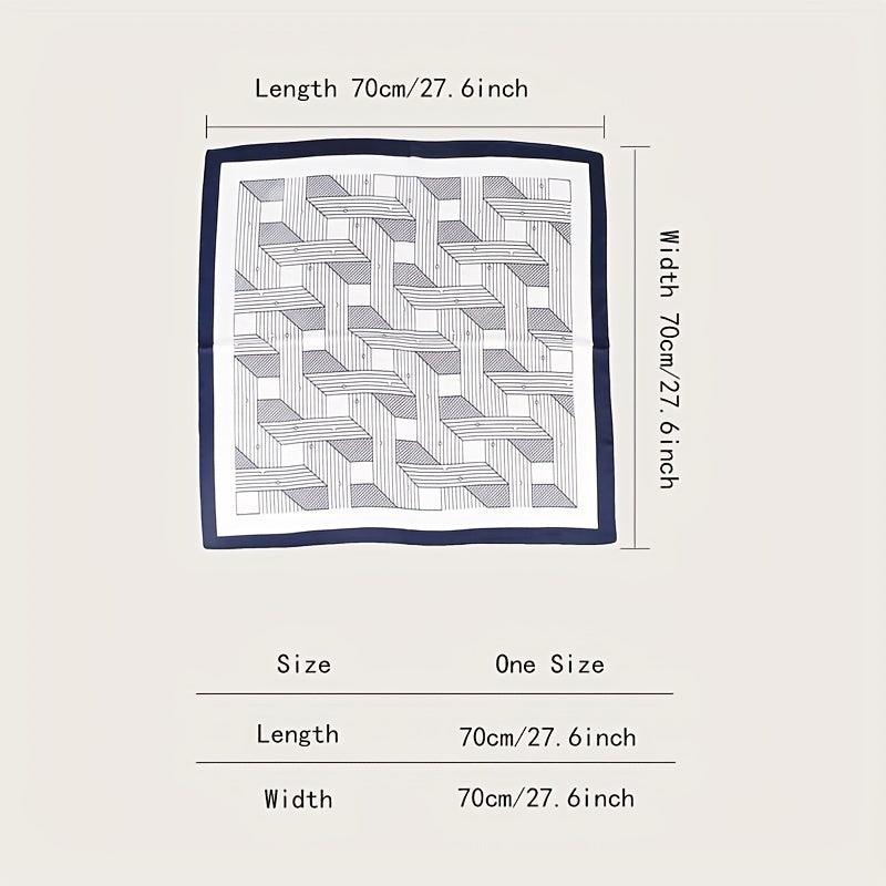 Geometric Stripe Print Bandana Square Scarf Woman Satin Shawl