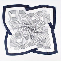 Geometric Stripe Print Bandana Square Scarf Woman Satin Shawl