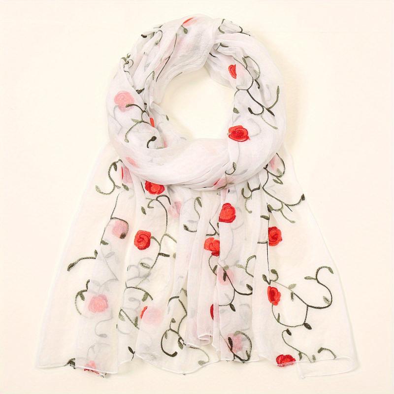 Flower Print Scarf Breathable Sunproof Shawl Bandana