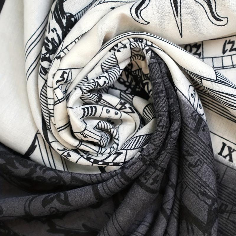 Classic Print Square Scarf Vintage Tassel Shawl Windproof Head Wrap