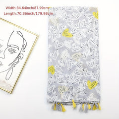 Graffiti Butterfly Print Tassel Scarf Shawl for Women
