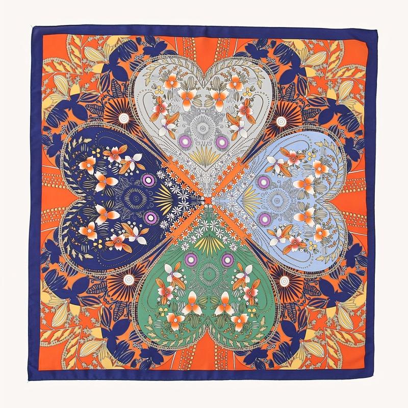 Floral Block Bandana Geometric Print Square Scarf Neckerchief Hair Wrap