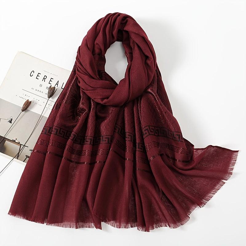 Pattern Fringed Scarf Thin Breathable Shawl Long Sunscreen Head Wrap