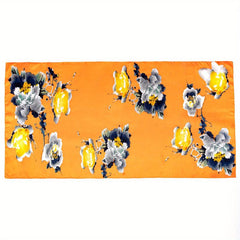 Vintage Peony Flower Print Scarf Satin Shawl Silk Windproof Head Wrap Turban