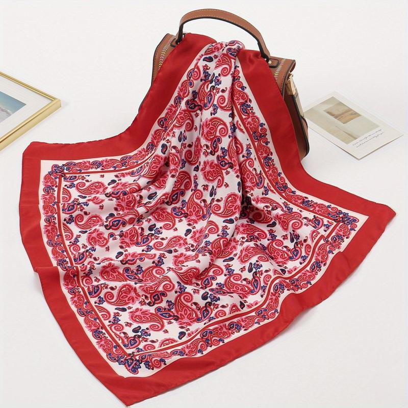 55 Block Bandana Paisley Print Satin Square Scarf Neckerchief Head Wrap Scarves