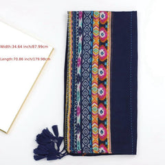 Boho Floral Print Fringe Trim Scarf Shawl Wrap