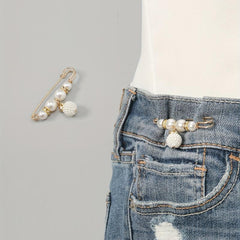6pcs Safety Waistband Pins Pearl Rhinestone Silk Scarf Buckle