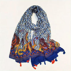 Paisley Fringe Trim Scarf Shawl Wrap Head Wrap Gift For Mother's