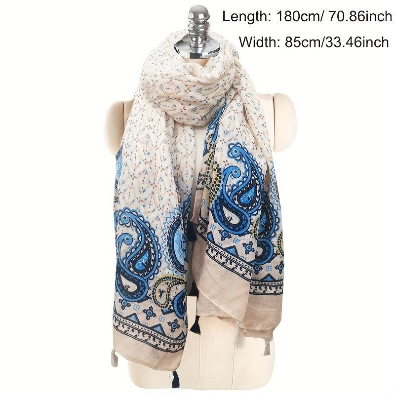 Paisley Fringe Trim Scarf Shawl Wrap Head Wrap Gift For Mother's