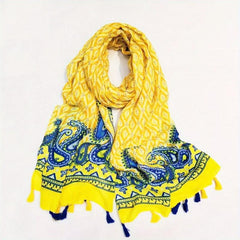 Paisley Fringe Trim Scarf Shawl Wrap Head Wrap Gift For Mother's