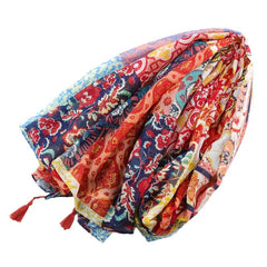 Bohemian Fringed Shawl Warm Scarf for Women Lightweight Soft