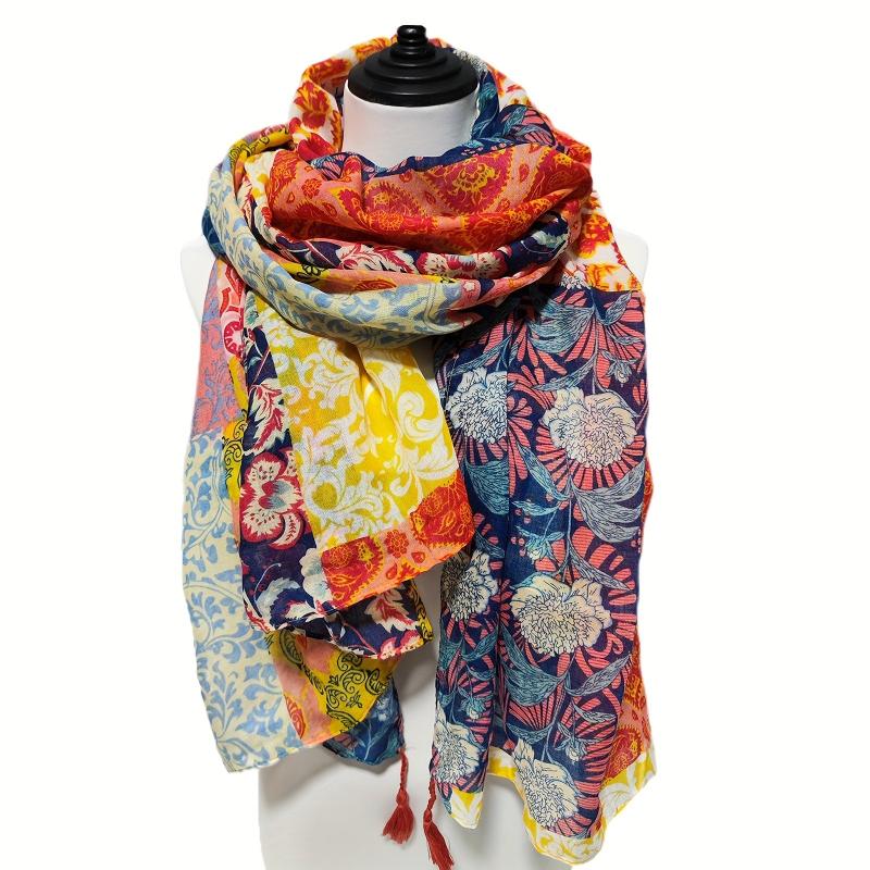 Bohemian Fringed Shawl Warm Scarf for Women Lightweight Soft