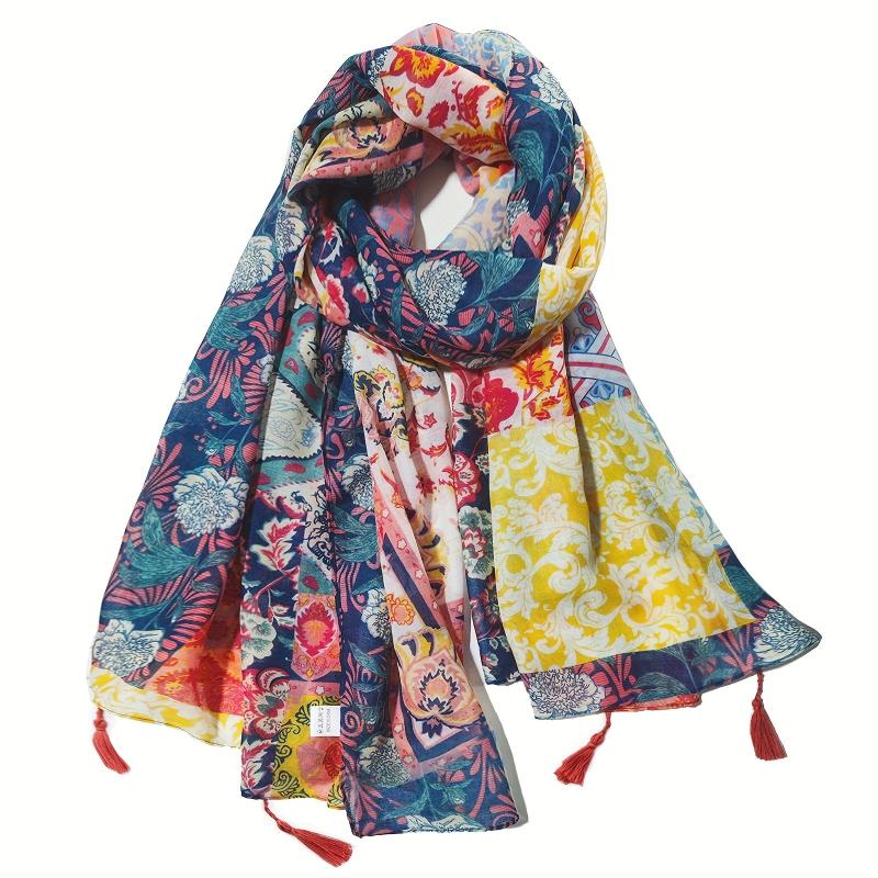 Bohemian Fringed Shawl Warm Scarf for Women Lightweight Soft
