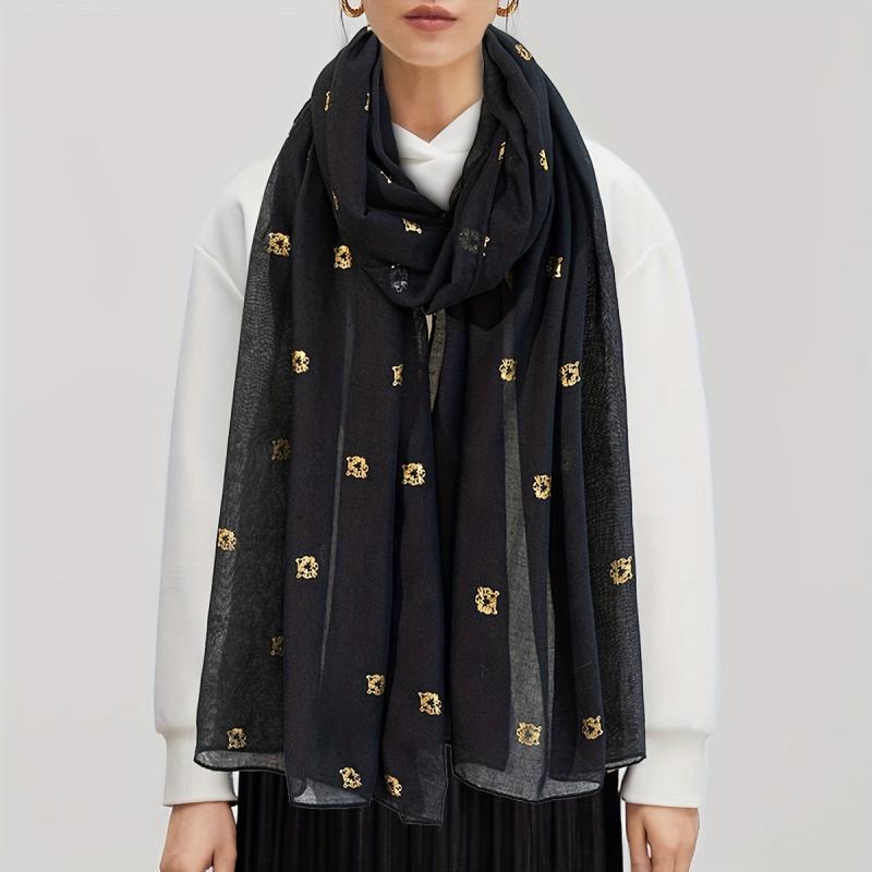 Tiger Head Hot Stamping Scarf Solid Shawl Classic Windproof Head Wrap