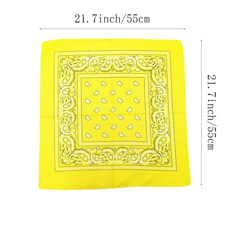 Yellow Paisley Print Bandana 55 Casual Square Scarf Hip Hop Cowboy Cowgirl