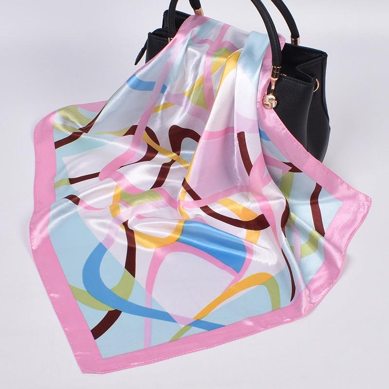 Colorful Stripe Print Satin Scarf Neckerchief Head Wrap Hair Accessories