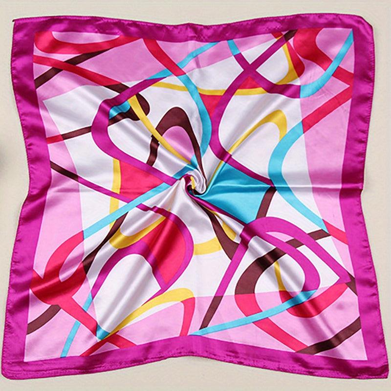 Colorful Stripe Print Satin Scarf Neckerchief Head Wrap Hair Accessories