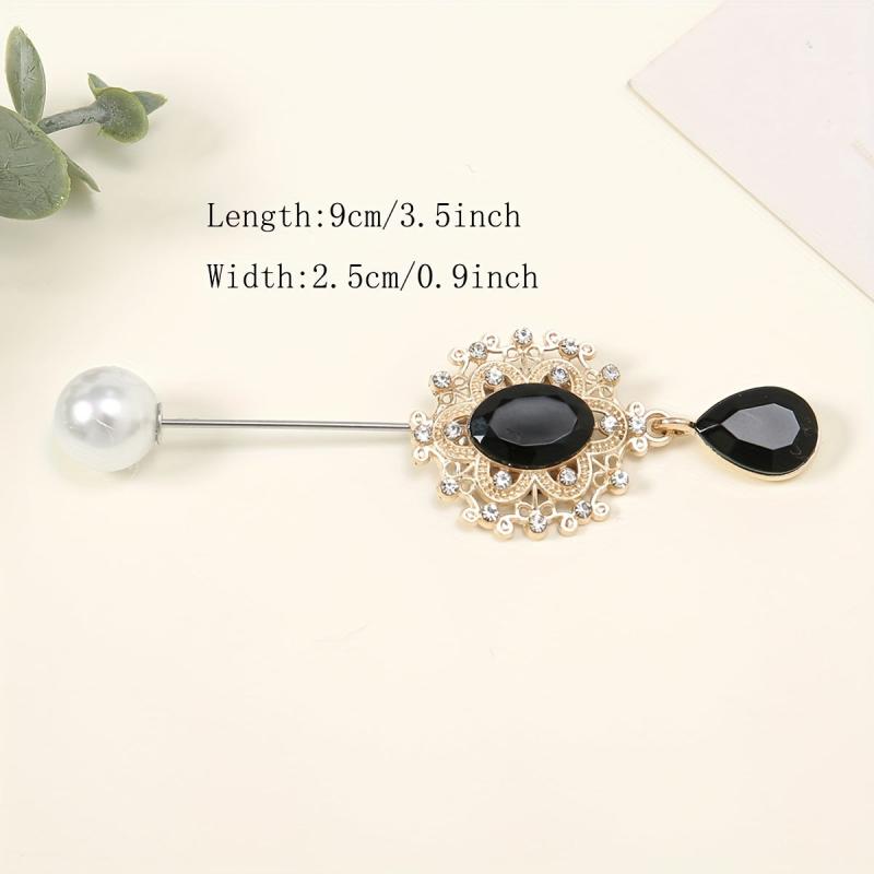 Faux Pearl Rhinestone Pin Brooches for Scarf Dresses