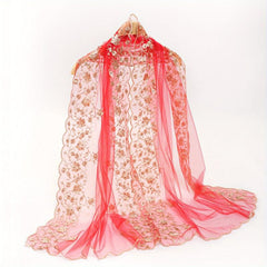Red Transparent Hijab Lightweight Breathable Turban Women's Headscarf Scarf