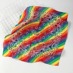 Rainbow Paisley Print Bandana Hip Hop Square Scarf Head Wrap