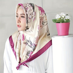 Flower Print Satin Bandana Casual Shawl Vintage Neckerchief