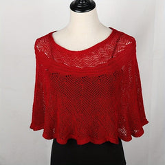 Ruffles Hollow Knitted Shawl Casual Solid Wrap Cape Women Dress Accessories