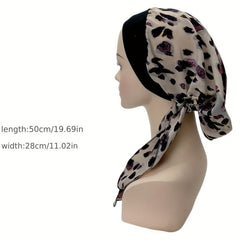 Leopard Print Turban Boho Head Wrap Chemo Cap Ramadan Head Scarf Women