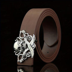 Skull Belt Buckle Casual Leather Belt Men