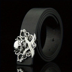 Skull Belt Buckle Casual Leather Belt Men