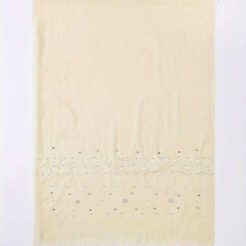 Fringed Lace Pearl Soft Shawl Sunscreen Wrap Casual Travel Scarf