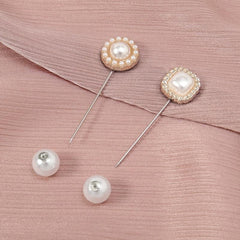 Golden Metal Faux Pearl Scarf Pin Shawl Buckle Women's Cardigan Clip