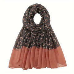 Vintage Floral Print Voile Scarf Breathable Hijab Sunscreen Head Wrap