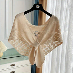 Knitted Hollow Shawl Solid Versatile Sunflower Shawl Wraps For Women