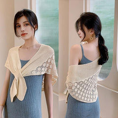 Knitted Hollow Shawl Solid Versatile Sunflower Shawl Wraps For Women