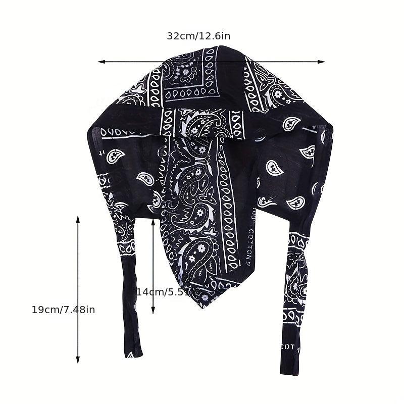 Paisley Print Turban Cap Ramadan Head Wrap Bandana Lace Up Hijab Hat