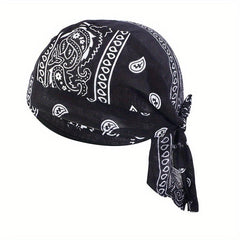 Paisley Print Turban Cap Ramadan Head Wrap Bandana Lace Up Hijab Hat