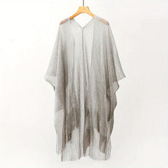 Mesh Bikini Cover Up Tassel Shawl Beach Blouse
