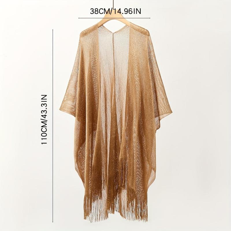 Mesh Bikini Cover Up Tassel Shawl Beach Blouse