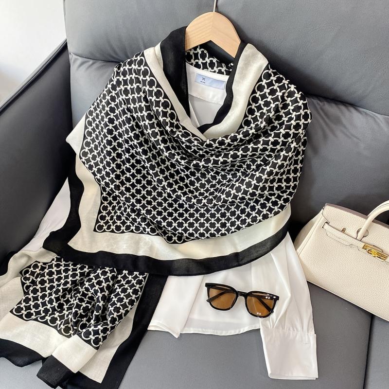 Classic Linen Scarf Autumn Winter Print Long Shawl