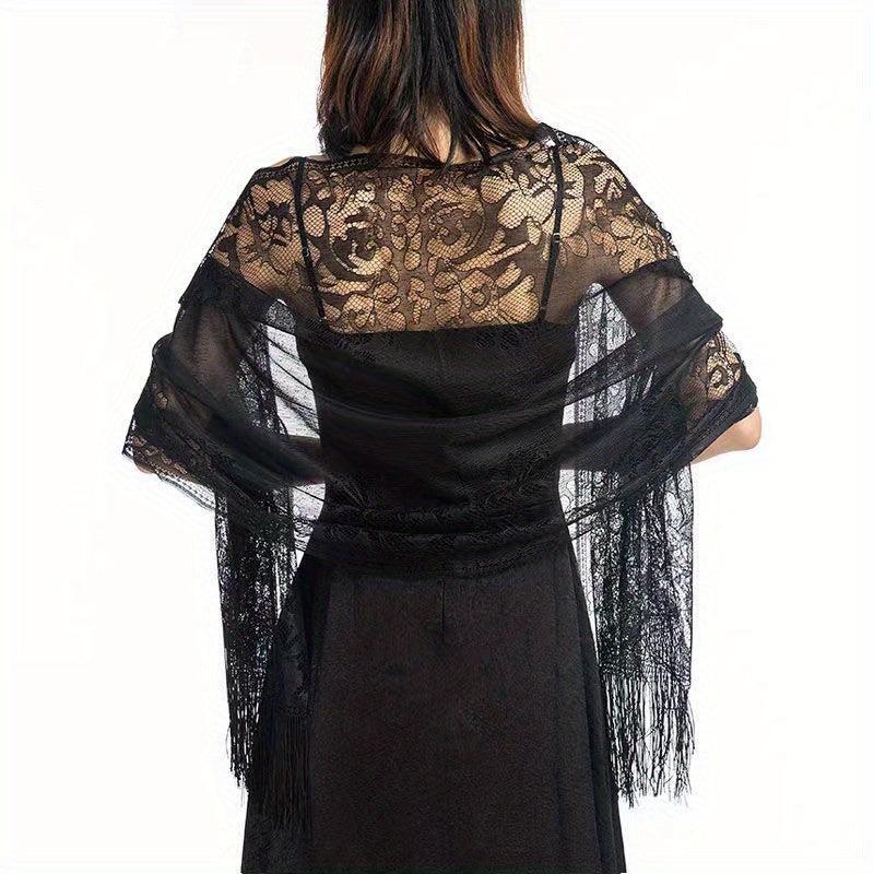 Floral Lace Hollow Scarf Shawl Embroidery Tassel Wrap Women Wedding Bridal Shawl