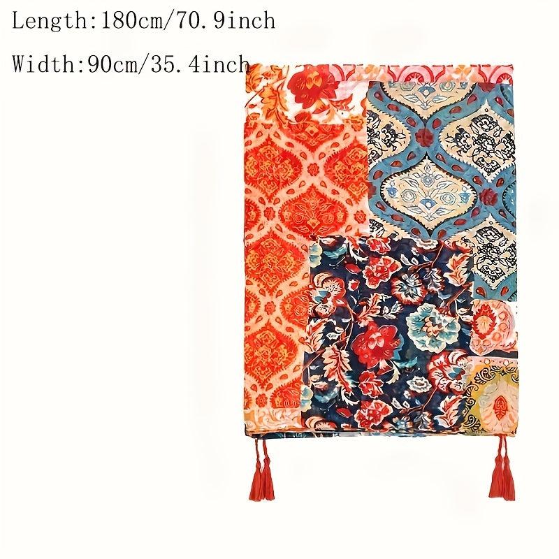 Ethnic Style Travel Shawl Printed Tassel Scarf Women's Retro Warm Scarf