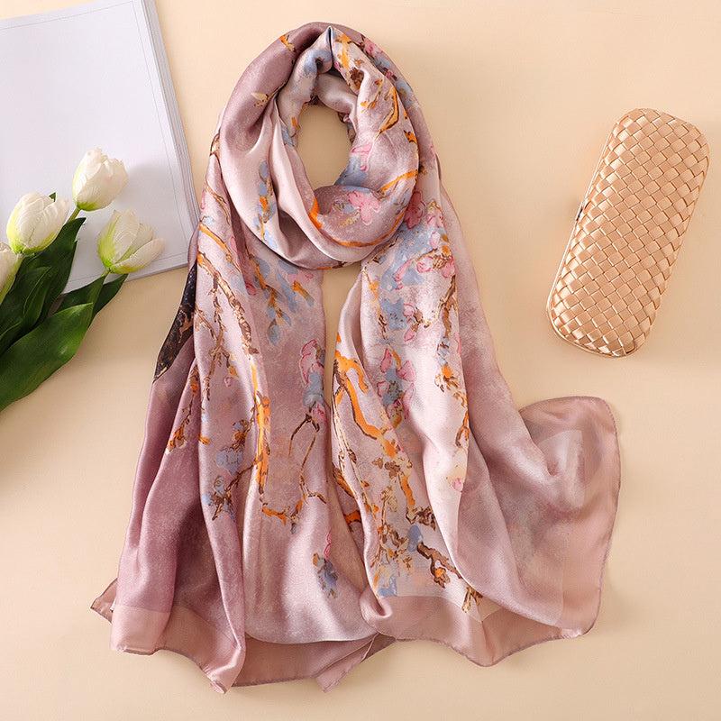 Satin Plum Long Scarf Lightweight Wraps For Women