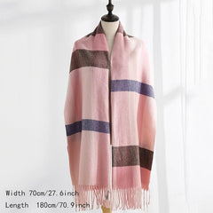 Cashmere Plaid Scarf Women's Plaid Long Scarf Winter Warm Lattice Large Scarf