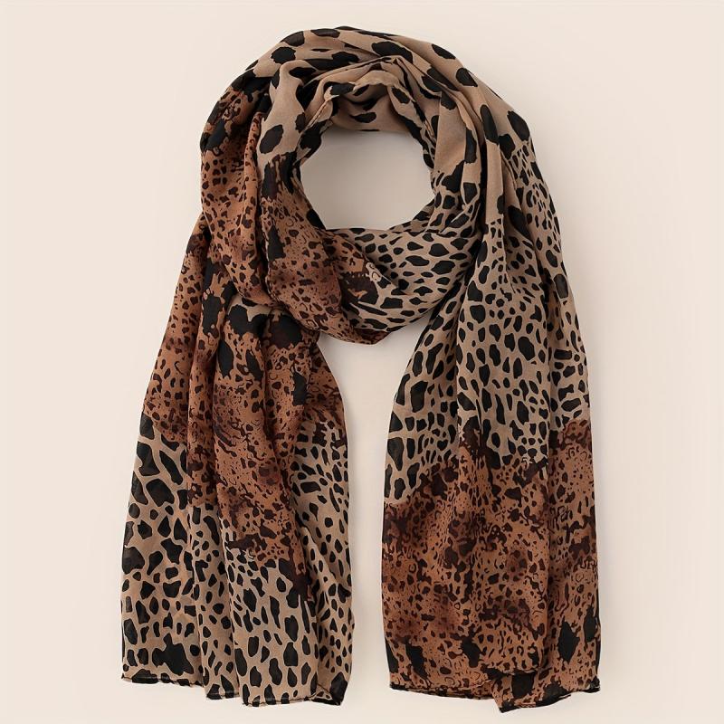 Leopard Print Scarf Breathable Casual Shawl Gauze Scarves Windproof