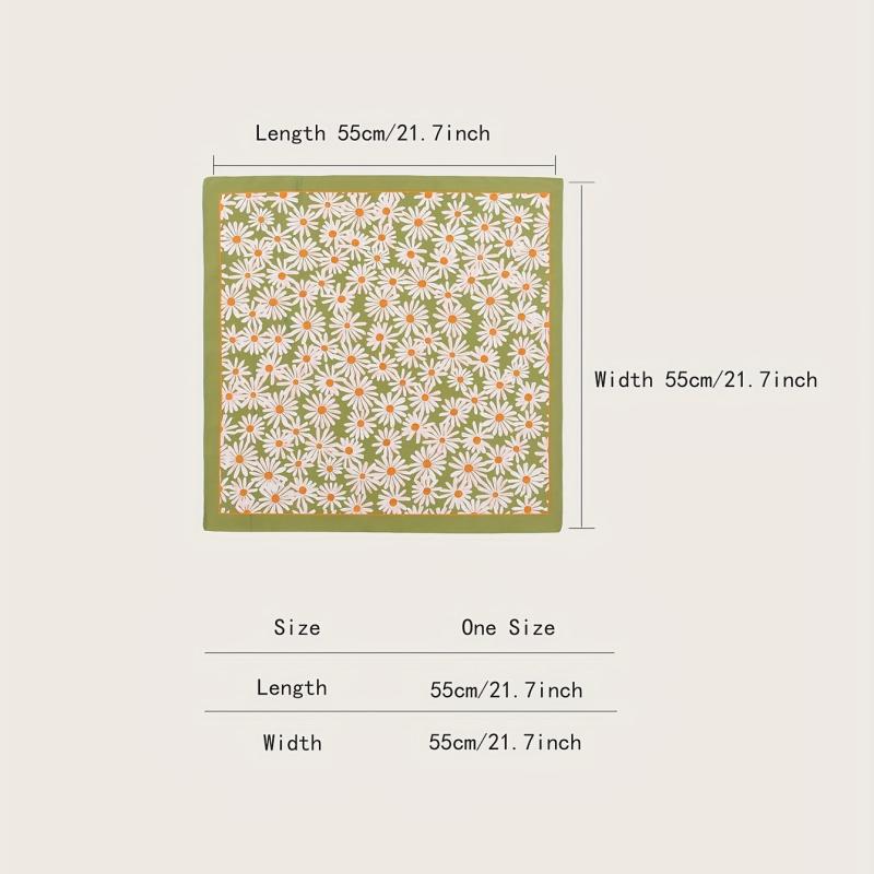 Chrysanthemum Print Square Scarf Green Bandana