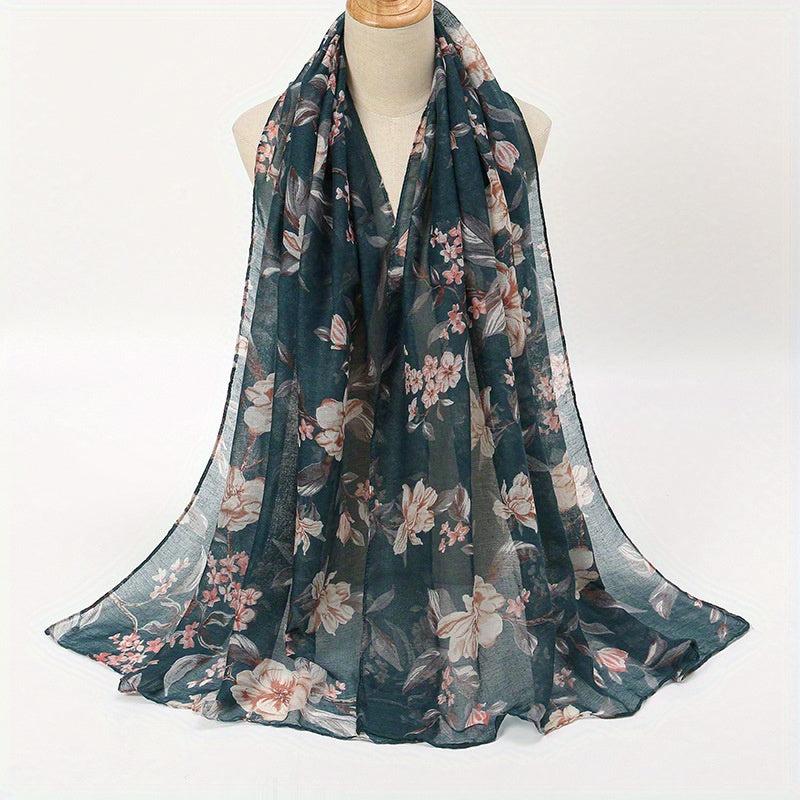 Vintage Floral Print Scarf Windproof Shawl Women Head Wrap