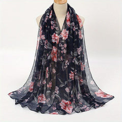 Vintage Floral Print Scarf Windproof Shawl Women Head Wrap