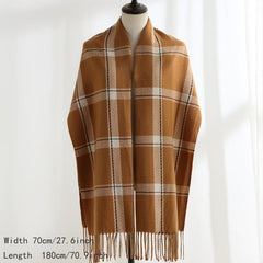 Cashmere Plaid Scarf Winter Warm Checked Scarves For Women