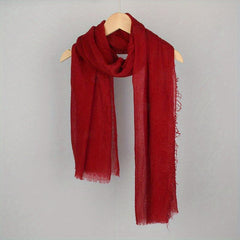 Frayed Edge Casual Scarf Hijab Solid Crinkle Shawl Turban Sunscreen Headscarf
