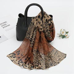 Leopard Print Chiffon Scarf Women's Scarf